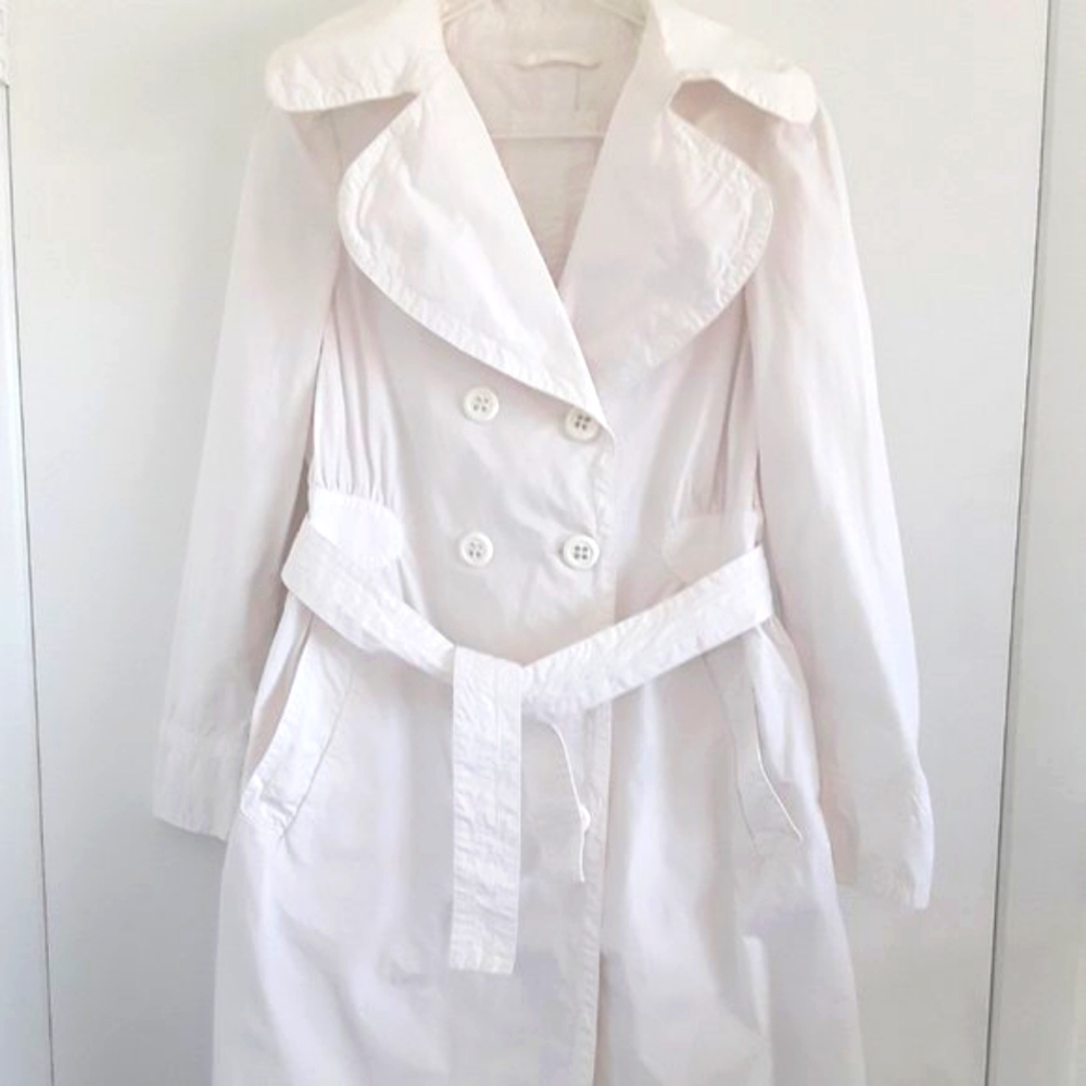 Ivory Belted Italian Trench Coat, S